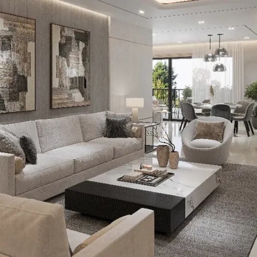 L-Shaped Living and Dining Room